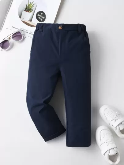 Toddler Boys Solid Straight Leg Trousers