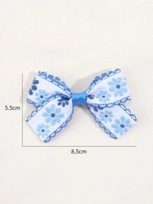 2 cái/gói Kẹp Tóc Cho Bé Gái Họa Tiết Hoa Nhỏ Và Trang Trí Nơ - Nhiều màu - Xem 5