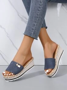 女士單帶度假戶外坡跟涼鞋 - 藍色 - 查看 2