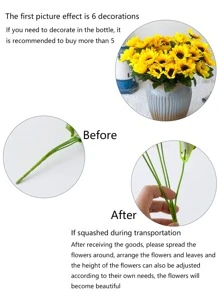 1 Bó hoa nhân tạo bằng nhựa, Thiết kế hoa cúc sáng tạo Bó hoa nhân tạo cho gia đình - Màu vàng - Xem 2