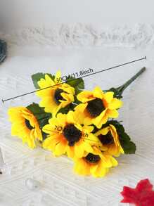 1 Bó hoa nhân tạo bằng nhựa, Thiết kế hoa cúc sáng tạo Bó hoa nhân tạo cho gia đình - Màu vàng - Xem 3