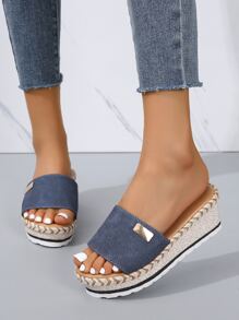 女士單帶度假戶外坡跟涼鞋 - 藍色 - 查看 5