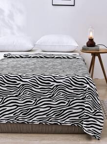 1入組斑馬紋披肩現代織物為沙發和床蓋毯子 - 彩色 - 查看 2