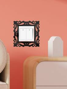 1pc Mirror Wall Switch Sticker, Wall Decor, Minimalist Black,Stickers,Wall Decal, Vinyl Decal For Home Decorations,Spring Decoration Items Refresh Your Home,Rama Decoration Stickers Gifts Birthday Graduation - Black - View 5