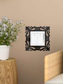 1pc Mirror Wall Switch Sticker, Wall Decor, Minimalist Black,Stickers,Wall Decal, Vinyl Decal For Home Decorations,Spring Decoration Items Refresh Your Home,Rama Decoration Stickers Gifts Birthday Graduation - Black - View 6