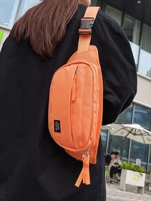 字母圖案腰包大碼熒光橙