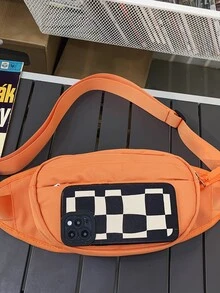 字母圖案腰包大碼熒光橙