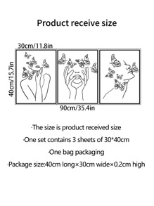 3pcs/Set PVC Wall Sticker, Creative Figure & Butterfly Pattern Sticker For Home, Stickers, Wall Decal, Vinyl Decal For Home Decorations, Spring Decoration Items Refresh Your Home, Rama Decoration Stickers Gifts Birthday Graduation Back To School Room Decor School Supplies - Black - View 9