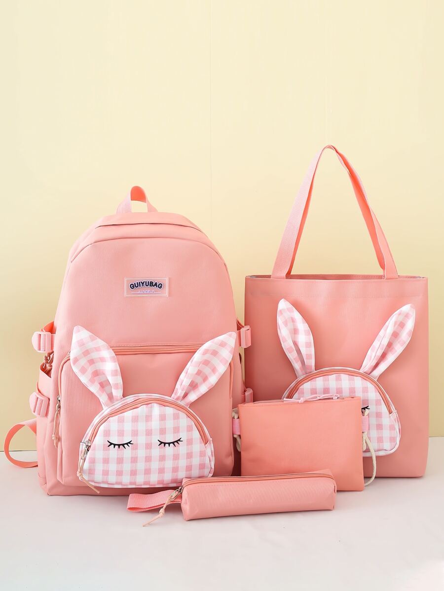 4pcs Bag Set Backpack Tote Crossbody Bag Pencil Case For School - Multicolor - View 1