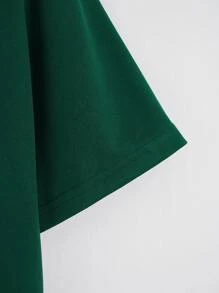 SHEIN EZwear Áo thun nữ Lá thư Giải trí - Màu xanh lá cây đậm - Xem 3