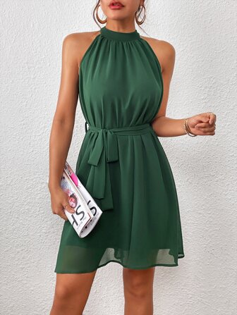 Firerie Halter Kleid mit Gürtel,
