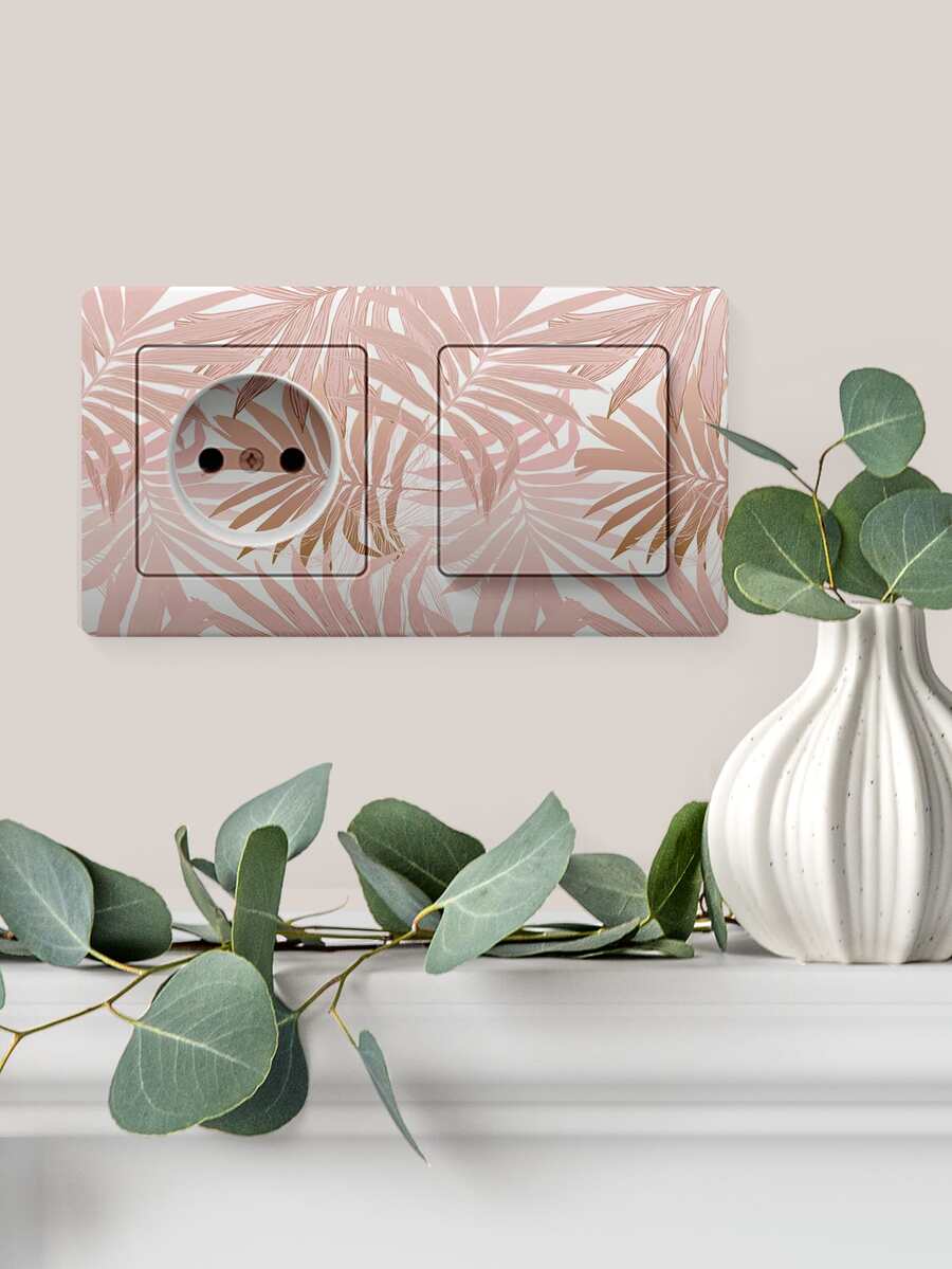 1 pieza Pegatina de interruptor PVC de interruptor moderno tropical con patrón de hoja para casa - Multicolor - Ver 1