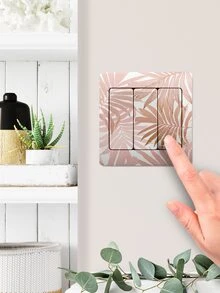 1 pieza Pegatina de interruptor PVC de interruptor moderno tropical con patrón de hoja para casa - Multicolor - Ver 2