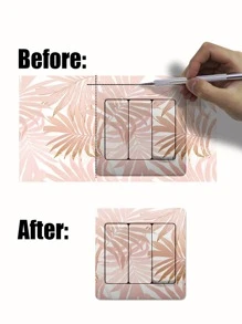 1 pieza Pegatina de interruptor PVC de interruptor moderno tropical con patrón de hoja para casa - Multicolor - Ver 6