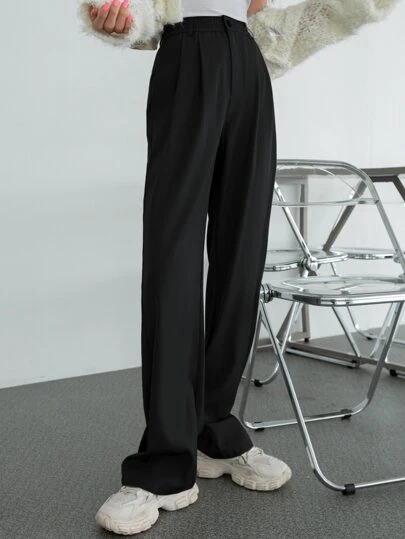 DAZY 女士纯色直筒休闲商务裤