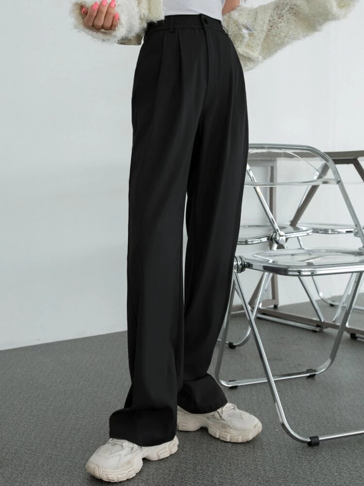 Women's Solid Straight-Leg Casual Business Pants