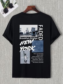 Manfinity Homme Áo thun & Áo lót Nam Con số Slogan Giải trí - màu đen - Xem 7