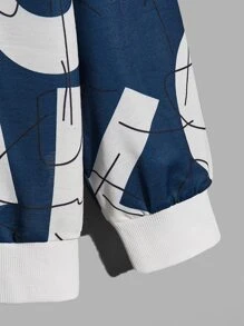 Manfinity LEGND Men Letter Graphic Contrast Trim Sweatshirt - Blue - View 3