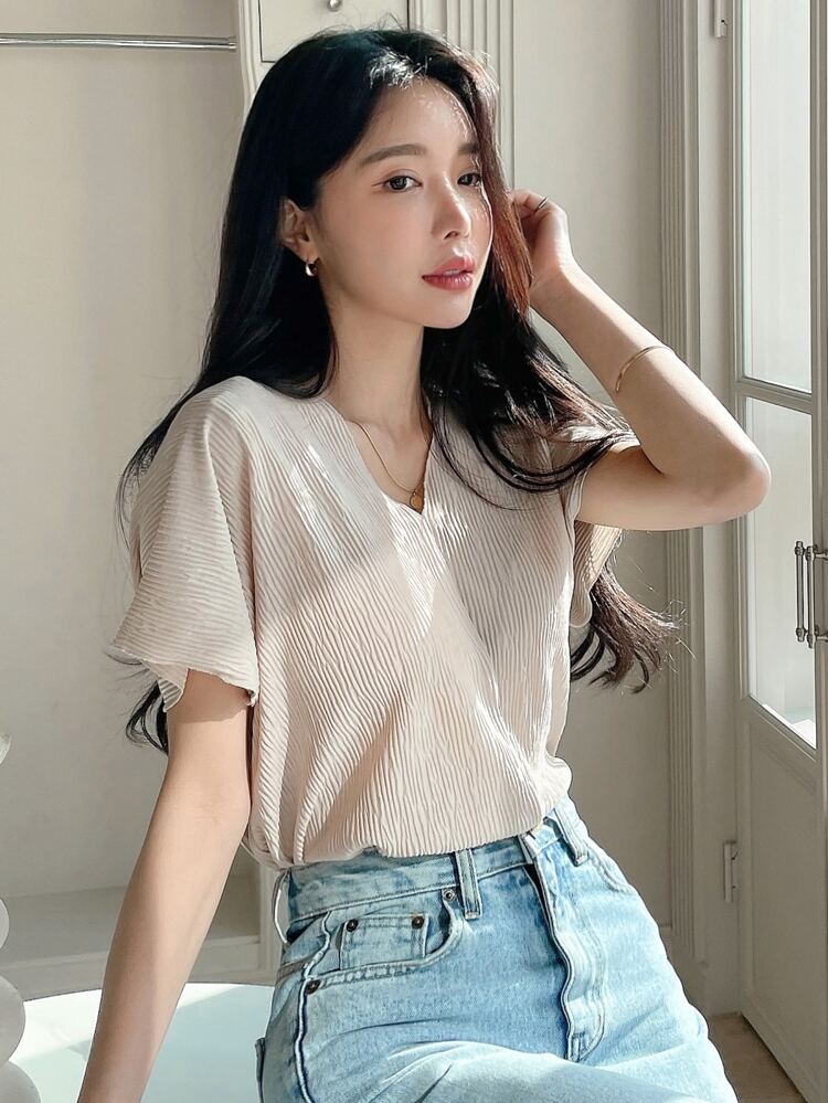 Solid Batwing Sleeve Tee