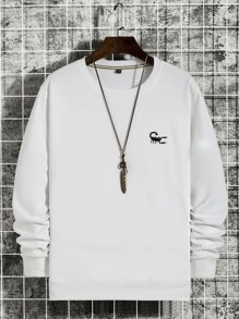 Manfinity Homme Men Animal Embroidery Sweatshirt - White - View 4