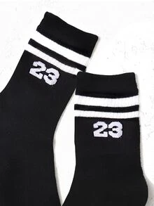 1雙幼兒兒童數字圖案休閒風格中筒襪 - 彩色 - 查看 2