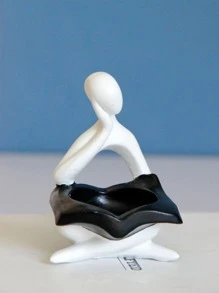 1pc Polyresin Candle Holder, Modern Figure Design Candle Holder For Home - White - View 2