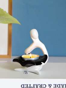 1pc Polyresin Candle Holder, Modern Figure Design Candle Holder For Home - White - View 6