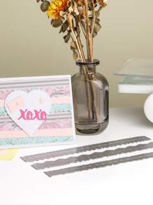 3pcs Stainless Steel Ruler Cutting Die, Paper Tearing Ruler Cutting Stencil For DIY Crafting - Silver - View 4