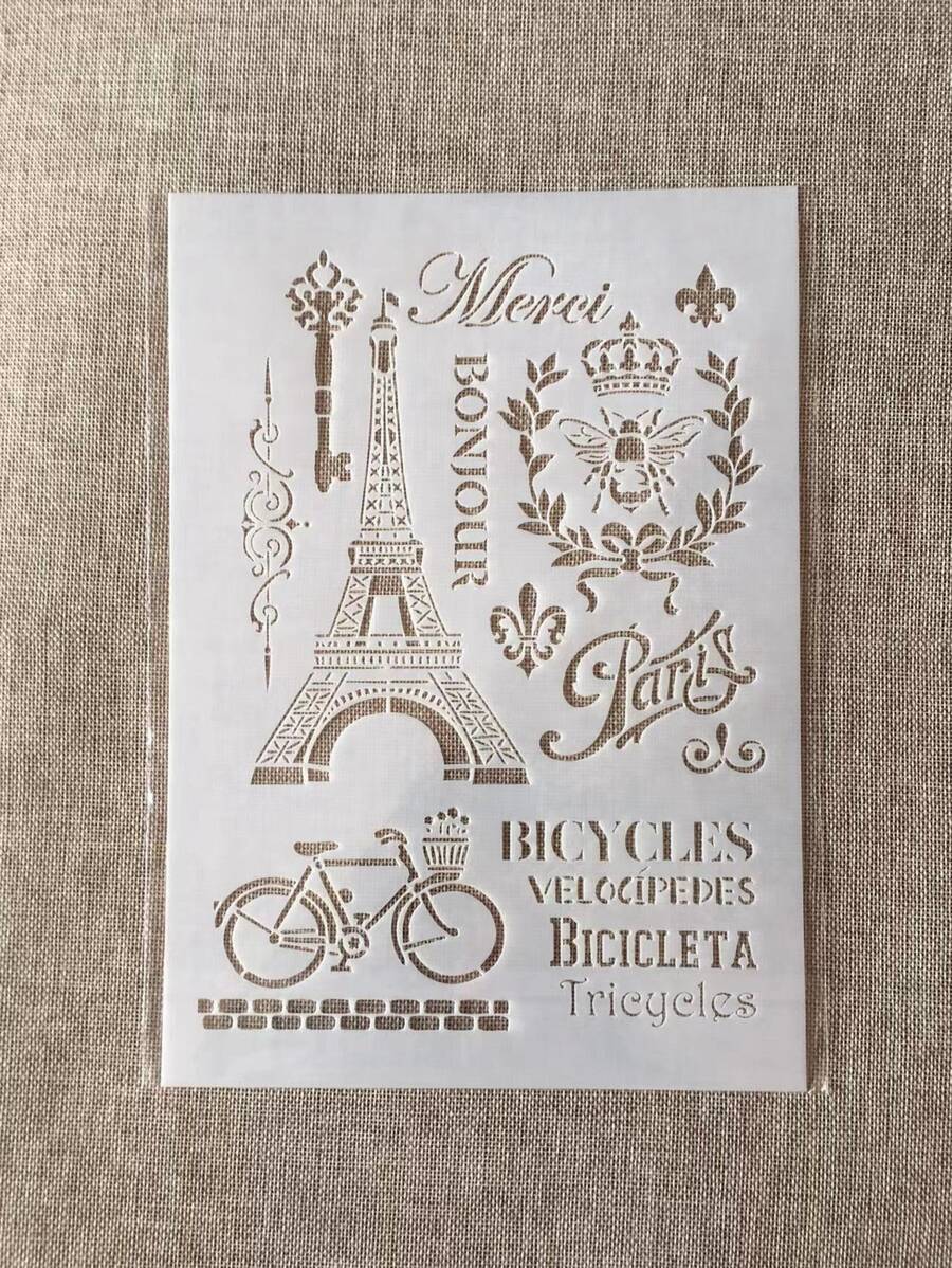 1pc Tower Design Hollow Painting Template - White - View 1