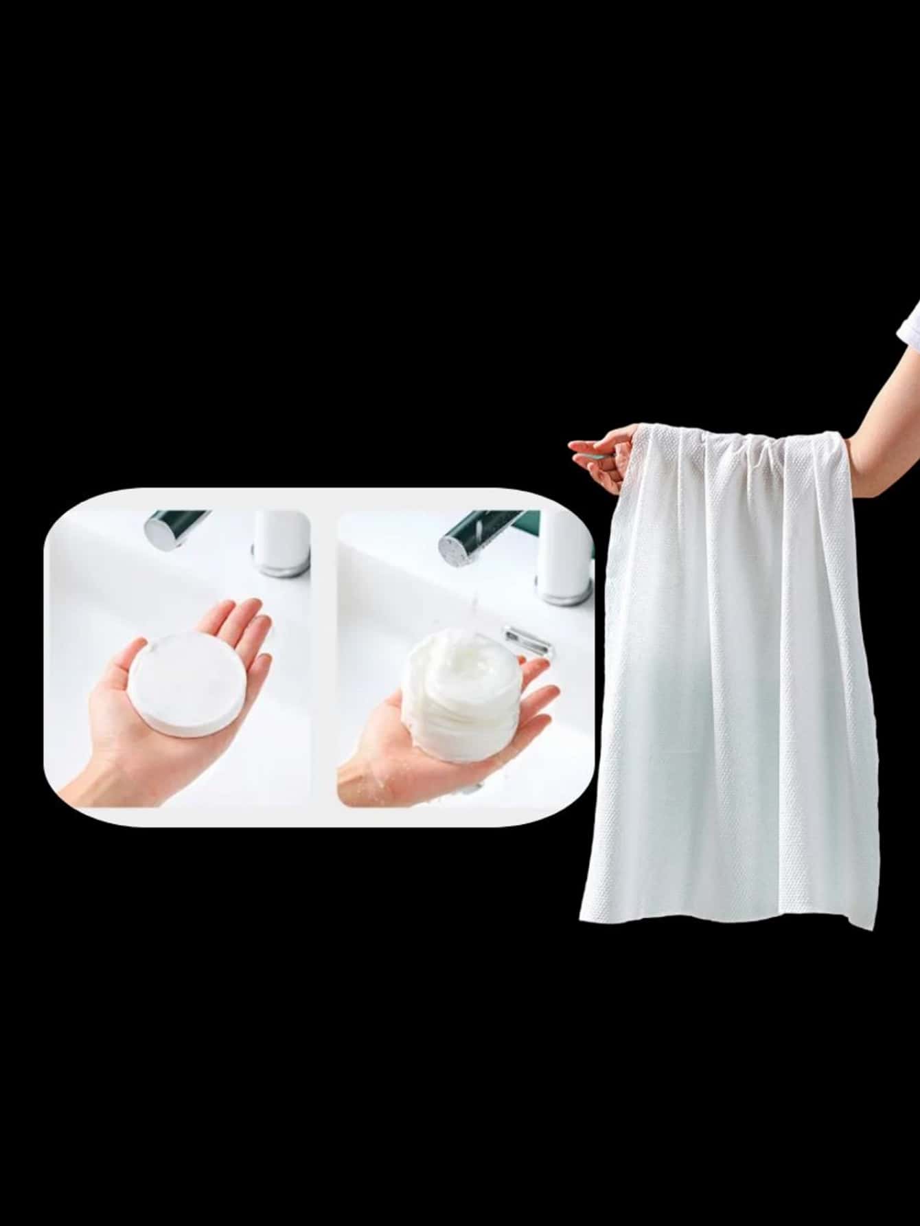 1入組素色壓縮浴巾戶外便攜式一次性毛巾 - 白色 - 查看 1