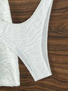 Swim SXY Summer Beach Plain Underwire Bikini Set With Beach Skirt - White - View 7