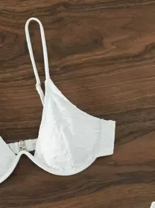 Swim SXY Summer Beach Plain Underwire Bikini Set With Beach Skirt - White - View 6