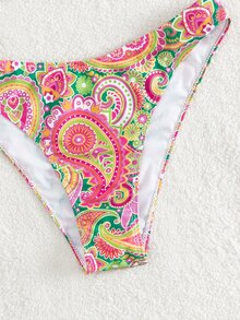 Paisley Print Underwire Summer Beach Bikini Set - Multicolor - View 5