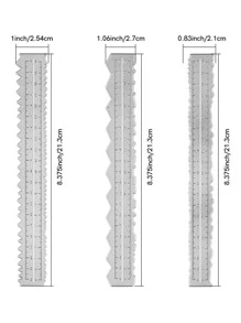 3pcs Stainless Steel Ruler Cutting Die, Paper Tearing Ruler Cutting Stencil For DIY Crafting - Silver - View 2
