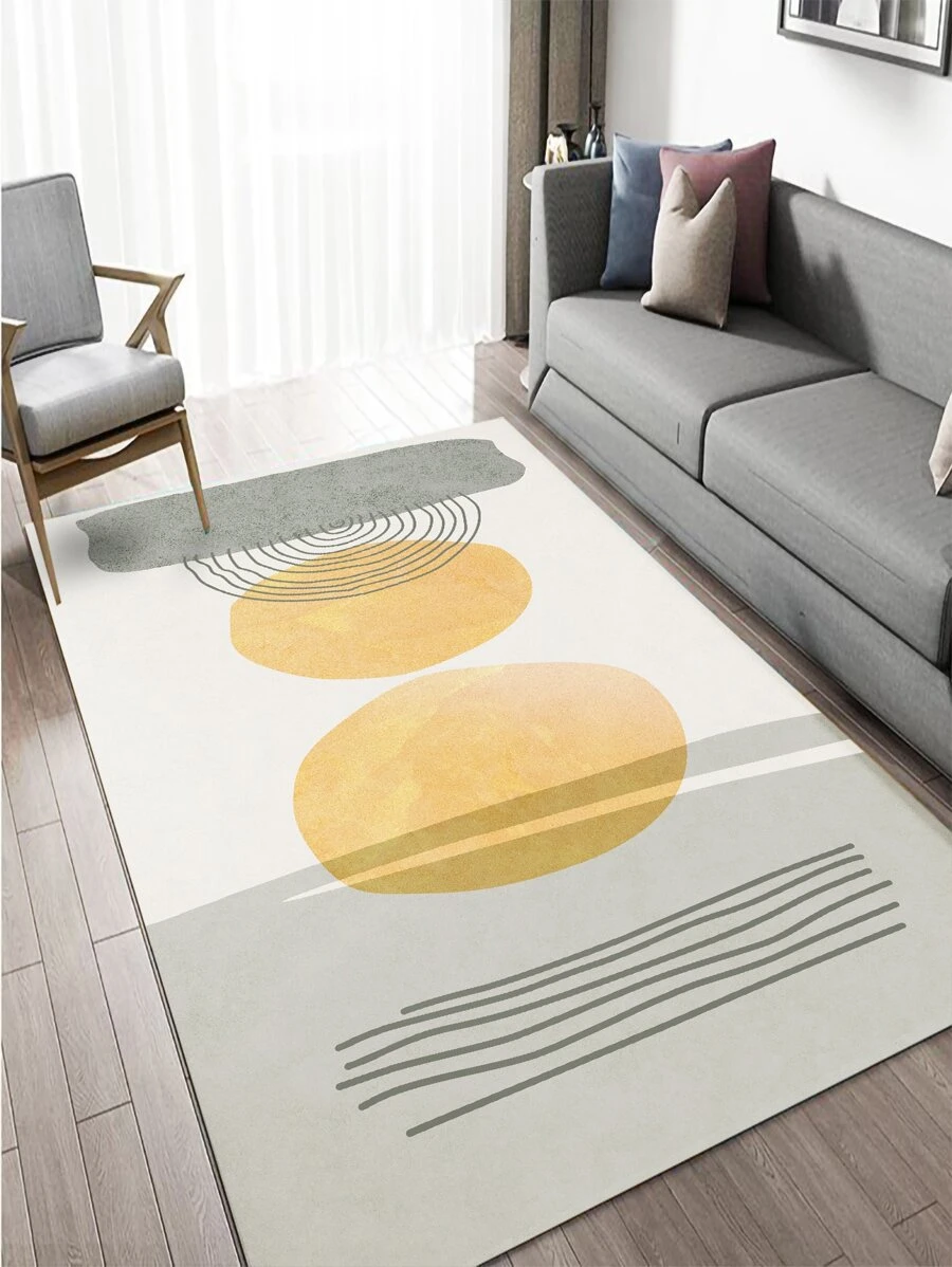 1入組幾何圖案現代滌綸地毯 - 彩色 - 查看 1