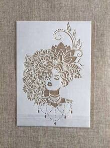 1pc Figure Hollow Painting Template,Back To School,School Supplies - White - View 1