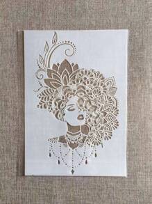 1pc Figure Hollow Painting Template,Back To School,School Supplies - White - View 2