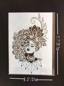 1pc Figure Hollow Painting Template,Back To School,School Supplies - White - View 3