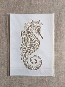 1 plantilla de plástico para dibujo de caballito de mar A4 en color blanco - Blanco - Ver 3