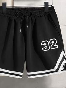 Aesthetic Post 男士字母圖案T恤和條紋飾邊短褲 - 彩色 - 查看 5