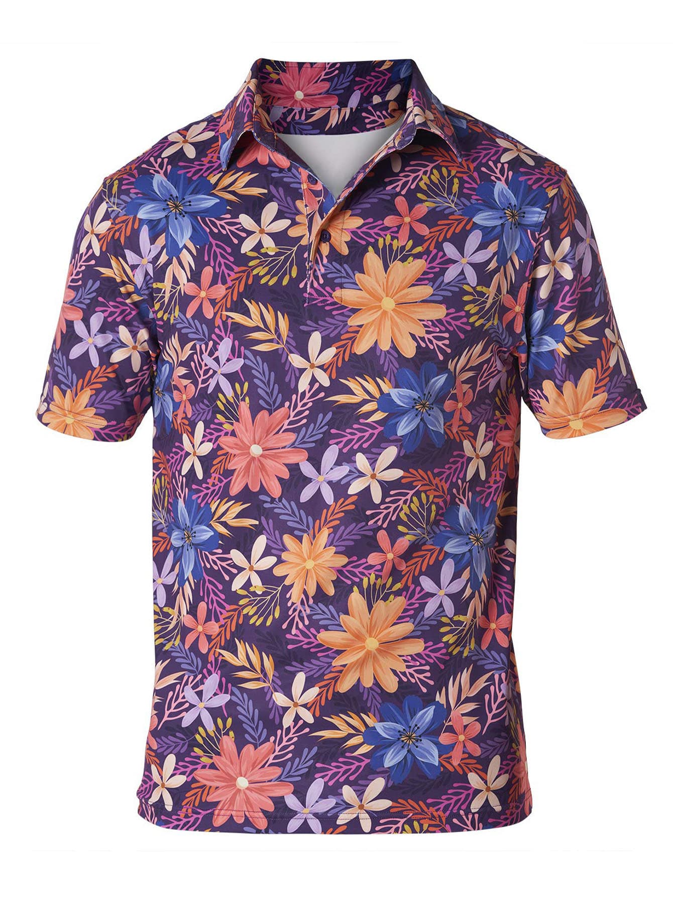 NITAGUT Áo thun có cổ Nam Nút phía trước Nhiệt đới Giải trí - Nhiều màu - Xem 1