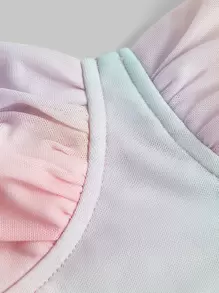 SHEIN MOD 渐变色系带肩部褶饰紧身胸衣宽肩带束身衣结构上衣