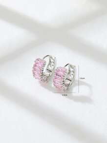 方晶鋯石裝飾圓耳環 - 彩色 - 查看 3