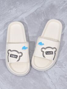 Mujer Chanclas con letra & con patrón de delfín preppy blanco EVA - Blanco - Ver 3