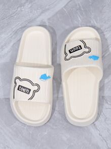 Mujer Chanclas con letra & con patrón de delfín preppy blanco EVA - Blanco - Ver 4