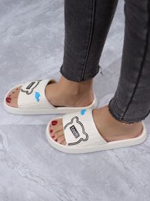 Mujer Chanclas con letra & con patrón de delfín preppy blanco EVA - Blanco - Ver 7