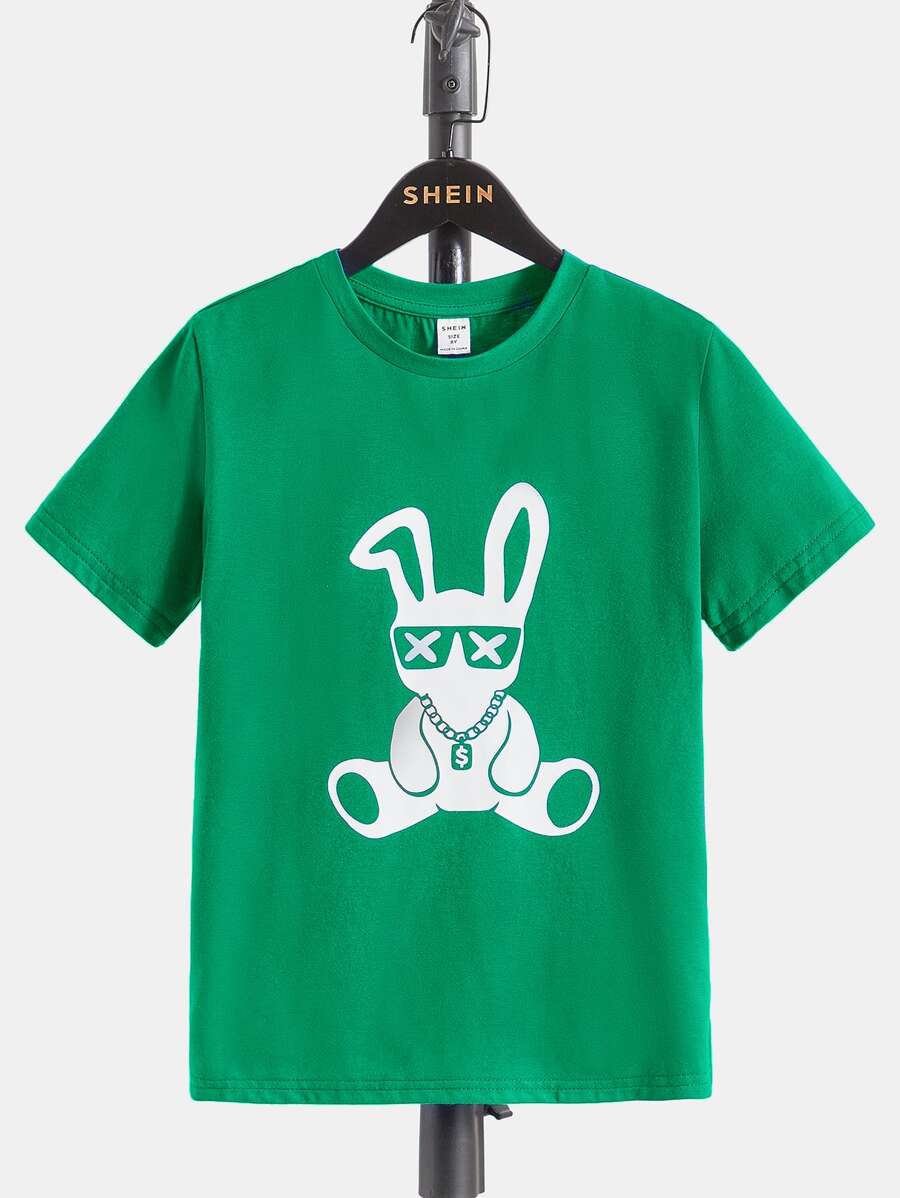 SHEIN 男孩卡通圖案T恤
