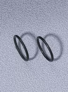 Pendiente de aro minimalista de 2 piezas para hombre, para regalo de joyería y fiesta - Negro - Ver 2