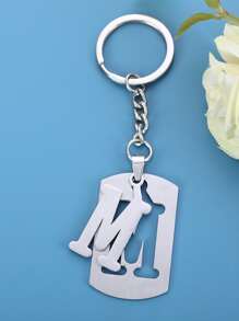 1入組男士字母墜飾休閒鑰匙圈 - 銀色 - 查看 1