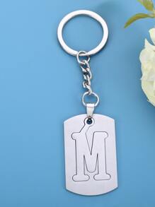 1入組男士字母墜飾休閒鑰匙圈 - 銀色 - 查看 2
